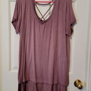 Umgee Purple Tunic with Crisscross Back